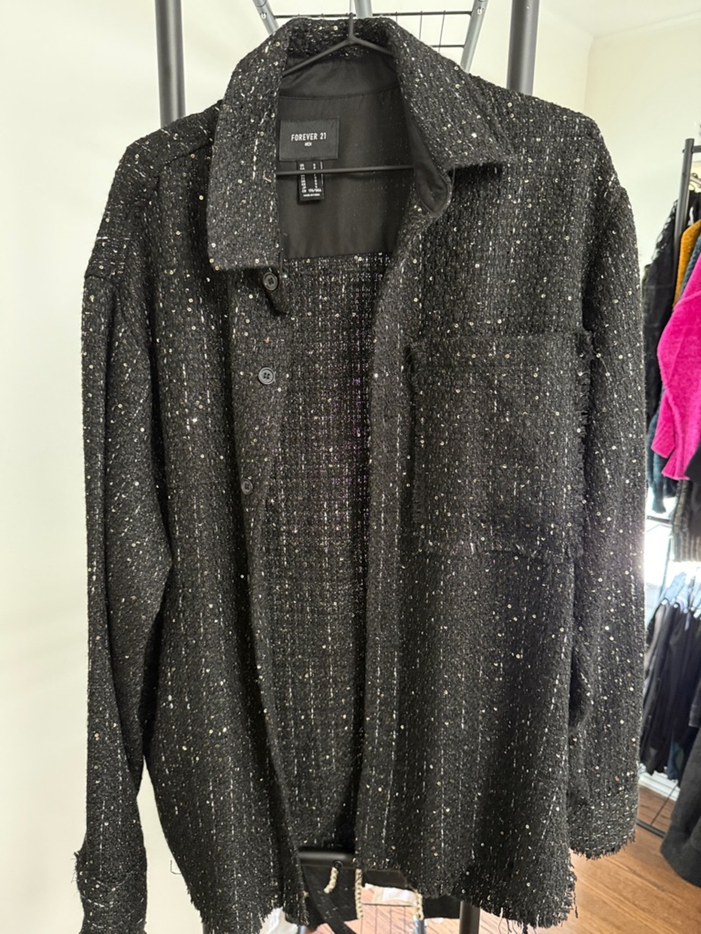 Forever 21 Men’s Black Speckled Button-Up Jacket